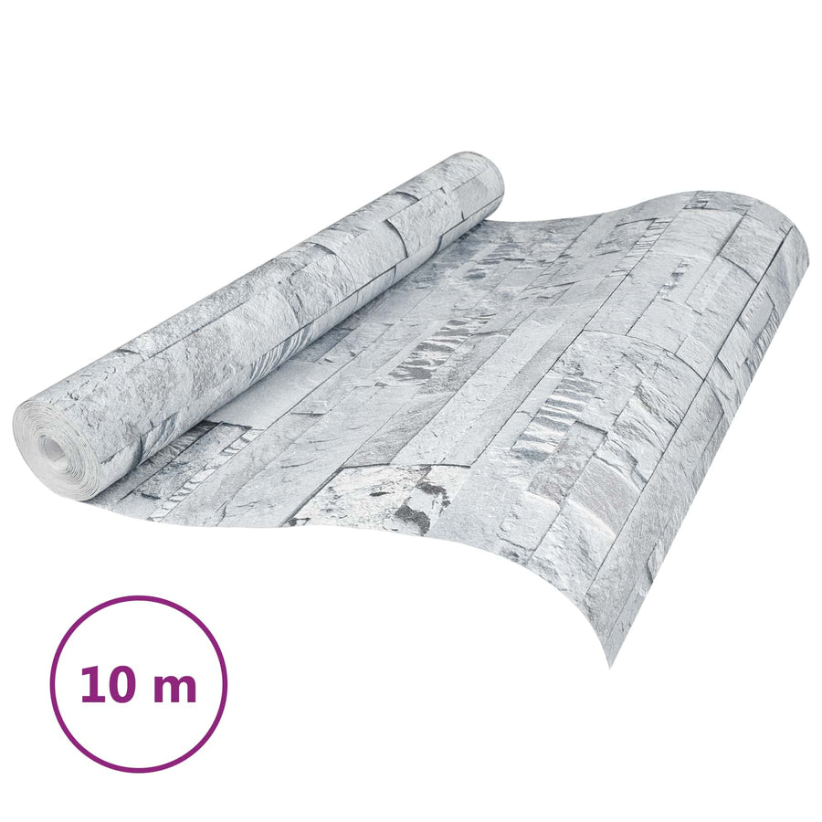 3D Steen Behang Lichtgrijs 10 x 0,53 m Non-Woven Stof