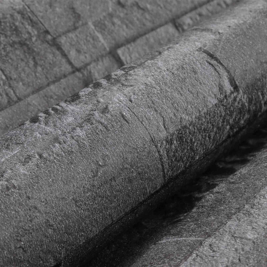 3D Steen Behang Zwart 10 x 0,53 m Non-Woven Stof