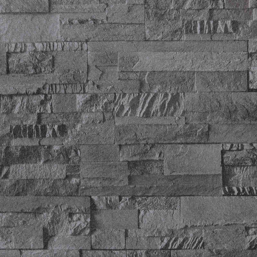 3D Steen Behang Zwart 10 x 0,53 m Non-Woven Stof