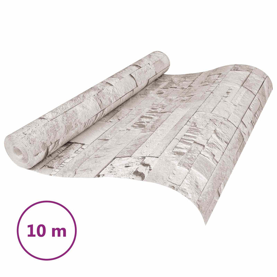 3D Steen Behang Crèmekleurig 10 x 0,53 m Non-Woven Stof