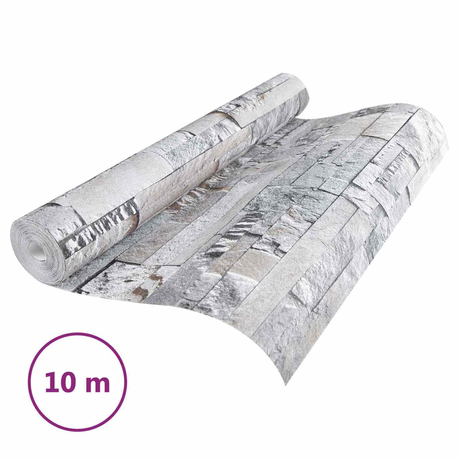 3D Steen Behang Grijs 10 x 0,53 m Non-Woven Stof
