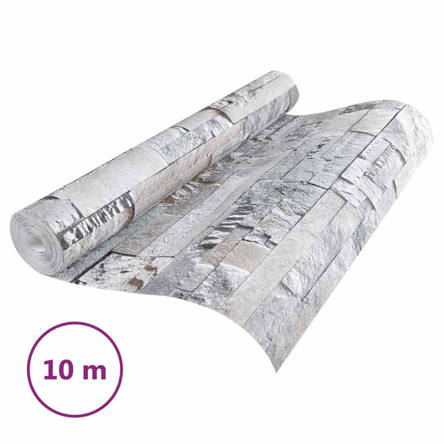 3D Steen Behang Grijs 10 x 0,53 m Non-Woven Stof
