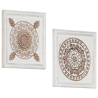 Kunst Decoratie 2 pcs Bruin en wit 40 x 40 x 1,5 cm