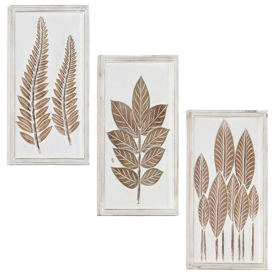 Kunst Decoratie 3 pcs Bruin en wit 40 x 40 x 1,5 cm