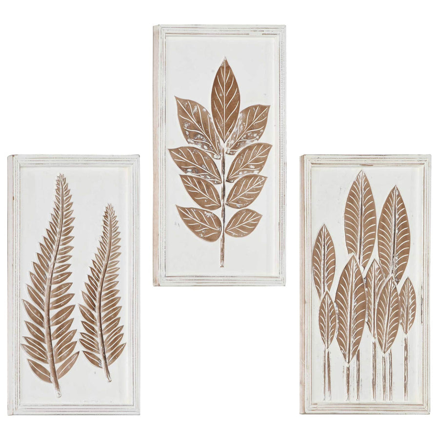 Kunst Decoratie 3 pcs Bruin en wit 40 x 40 x 1,5 cm