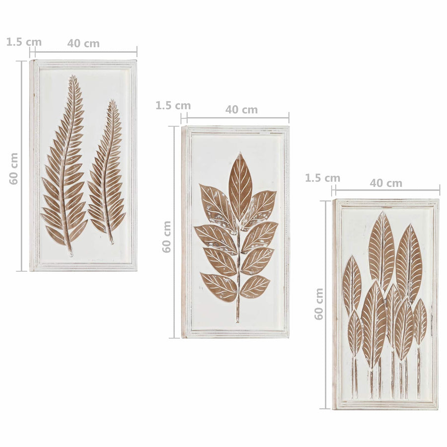 Kunst Decoratie 3 pcs Bruin en wit 40 x 40 x 1,5 cm