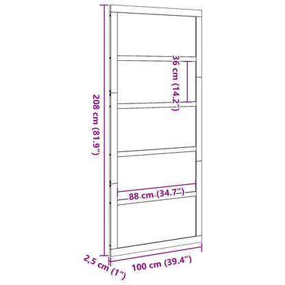 Schuifdeur Wit 100 x 2,5 x 208 cm Massief grenenhout