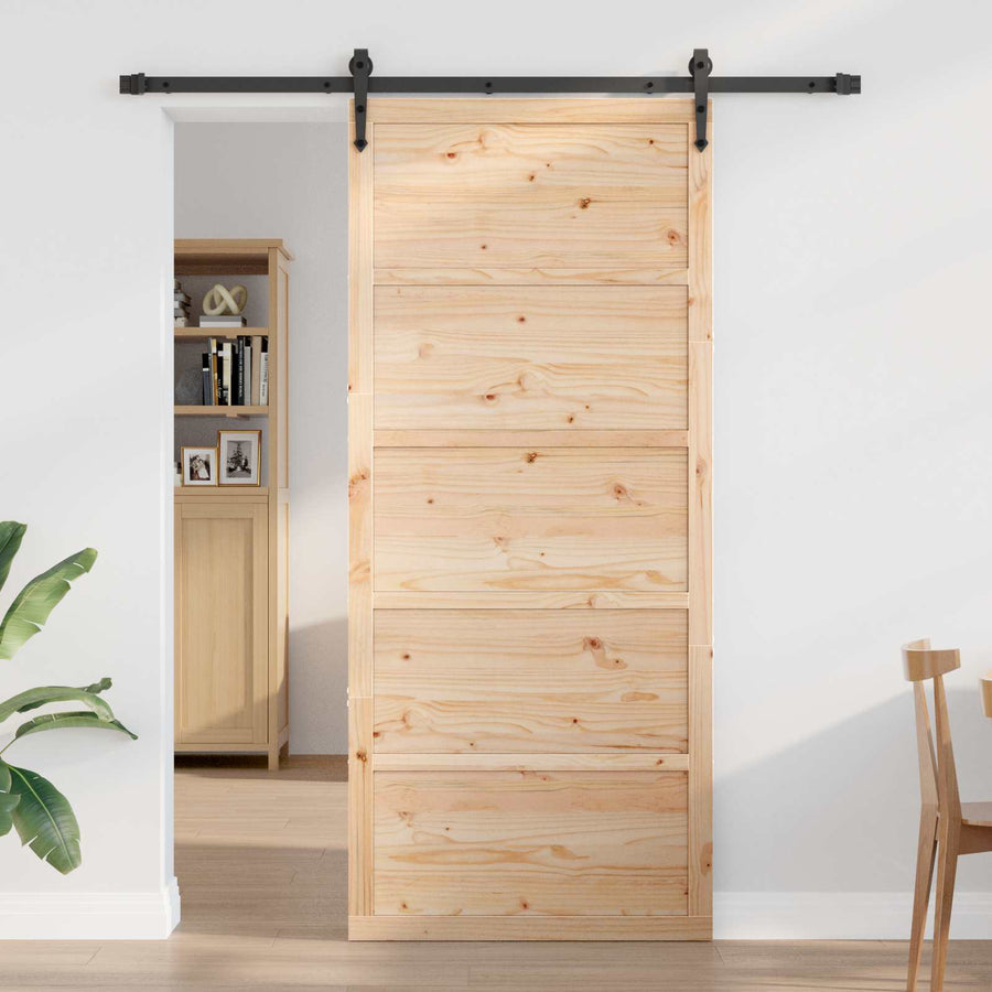 Schuifdeur Naturel 90 x 2,5 x 208 cm Massief grenenhout