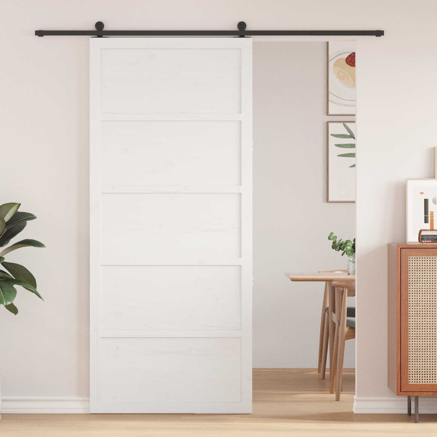 Schuifdeur Wit 90 x 2,5 x 208 cm Massief grenenhout