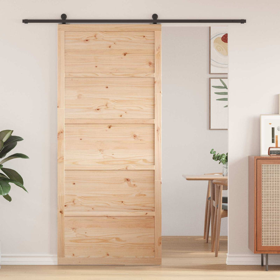 Schuifdeur Naturel 80 x 2,5 x 208 cm Massief grenenhout