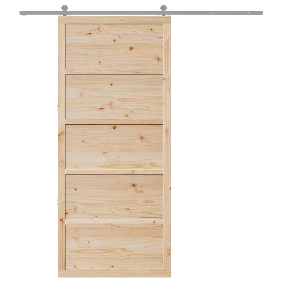 Schuifdeur Naturel 80 x 2,5 x 208 cm Massief grenenhout