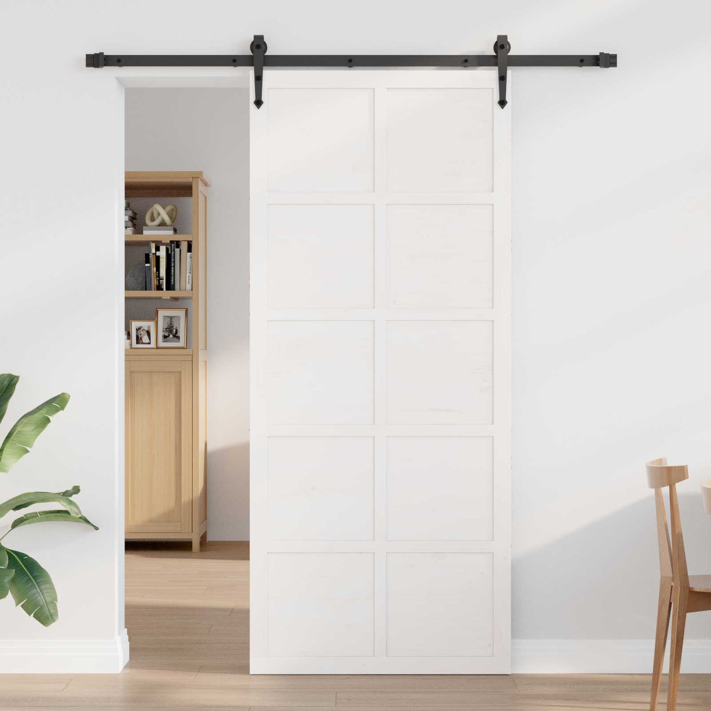 Schuifdeur Wit 100 x 2,5 x 208 cm Massief grenenhout
