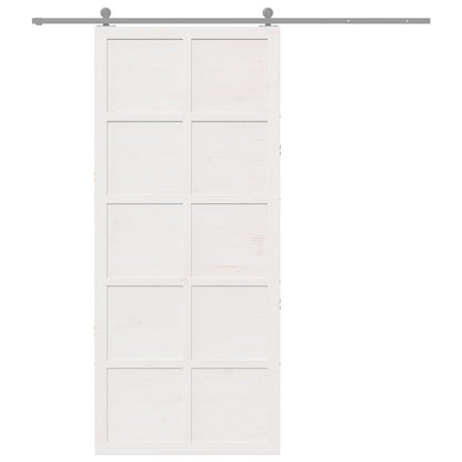 Schuifdeur Wit 100 x 2,5 x 208 cm Massief grenenhout