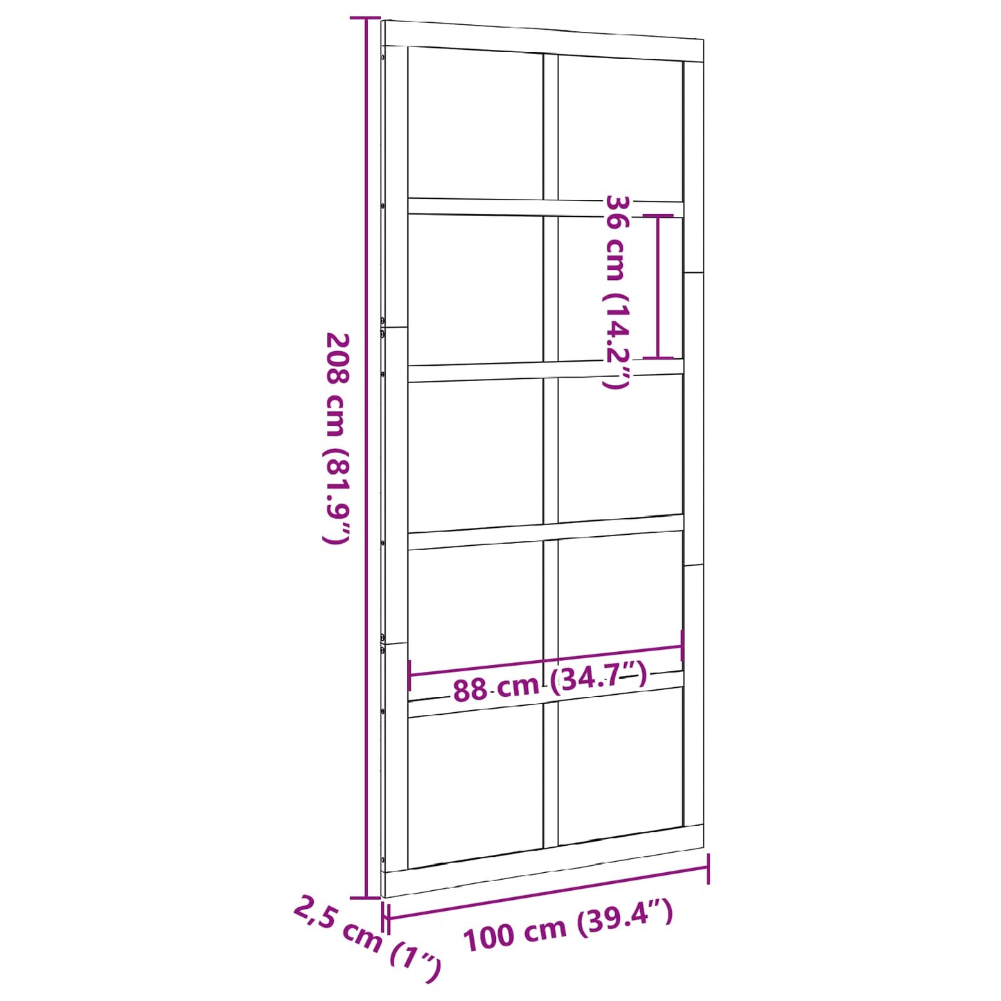 Schuifdeur Wit 100 x 2,5 x 208 cm Massief grenenhout