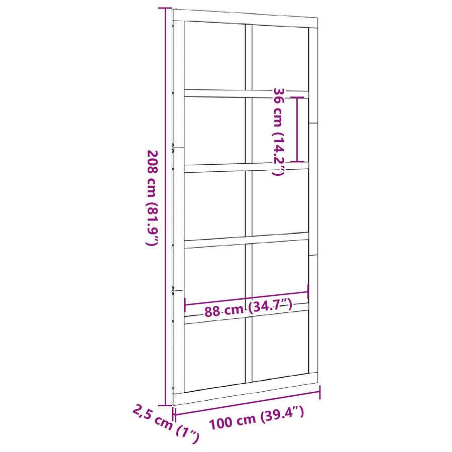 Schuifdeur Wasbruin 100 x 2,5 x 208 cm Massief grenenhout