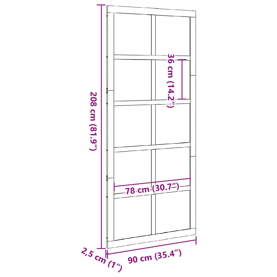 Schuifdeur Wasbruin 90 x 2,5 x 208 cm Massief grenenhout