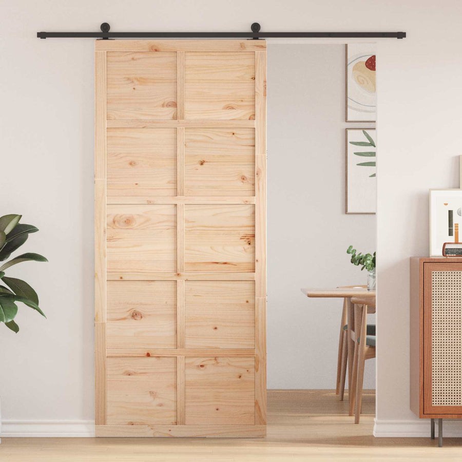 Schuifdeur Naturel 80 x 2,5 x 208 cm Massief grenenhout