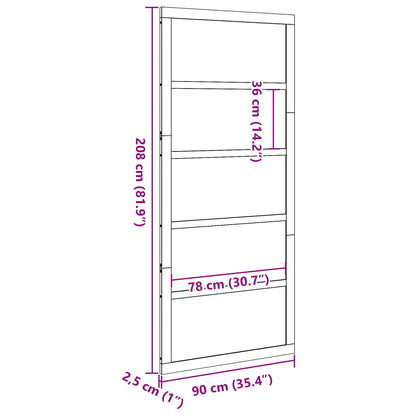 Schuifdeur Naturel 80 x 2,5 x 208 cm Massief grenenhout
