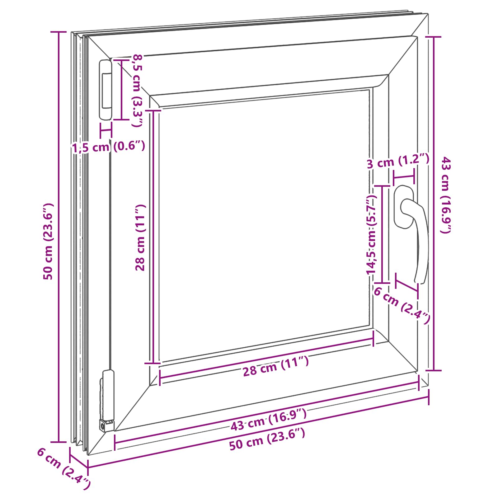 Kelderraam RISOR Wit 50 x 50 cm PVC en glas