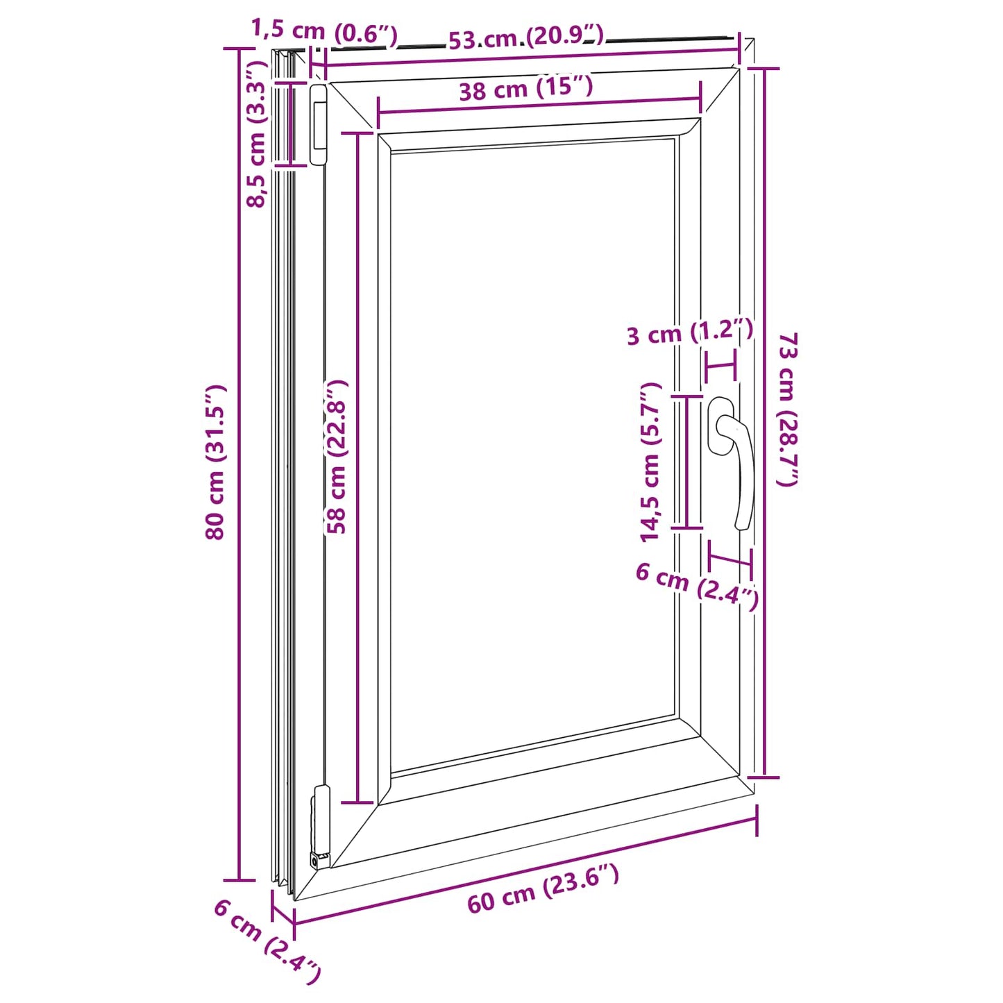 Kelderraam RISOR Wit 60 x 80 cm PVC en glas