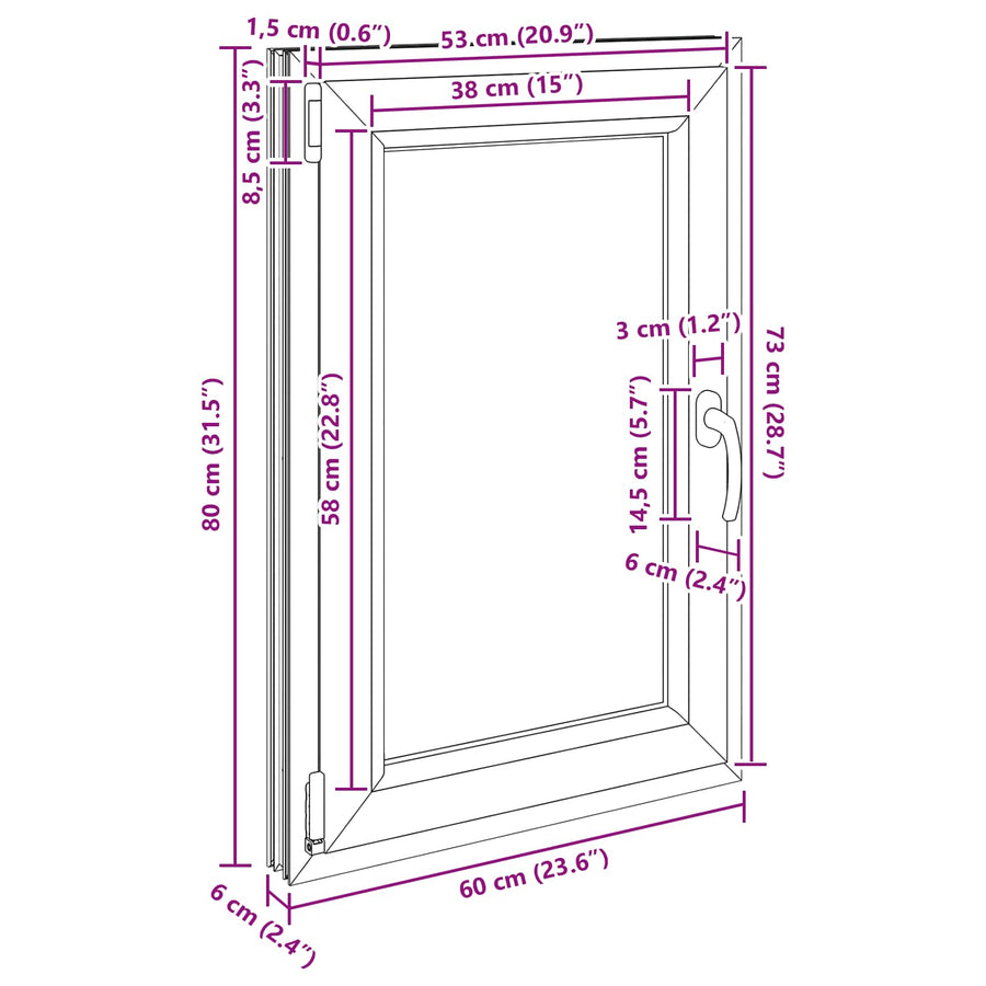 Kelderraam RISOR Wit 60 x 80 cm PVC en glas