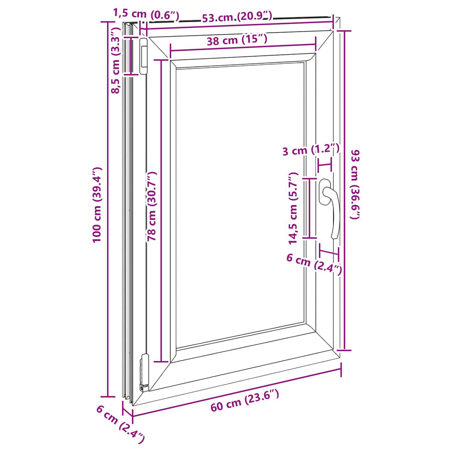 Kelderraam RISOR Wit 60 x 100 cm PVC en glas