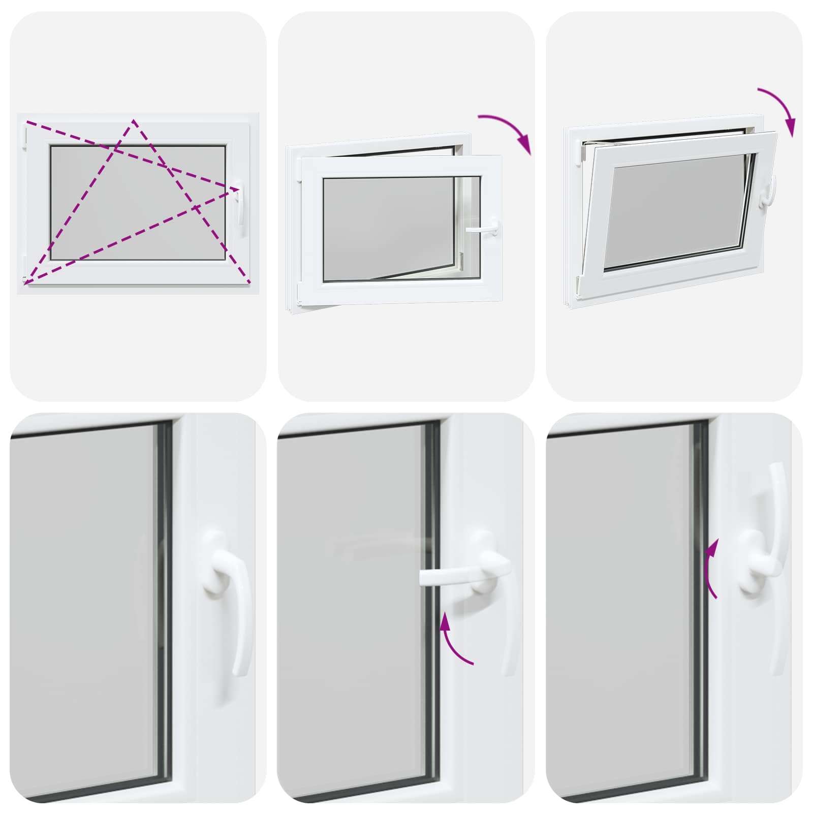 Kelderraam RISOR Wit 80 x 50 cm PVC en glas