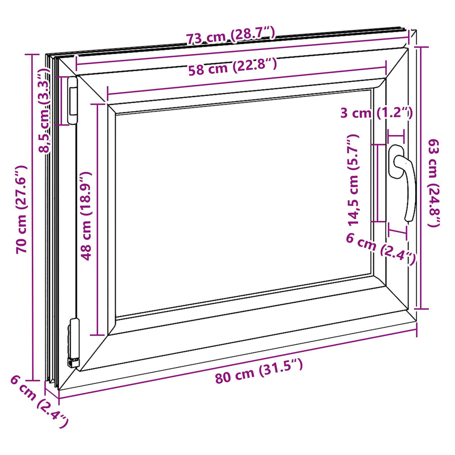 Kelderraam RISOR Wit 80 x 70 cm PVC en glas