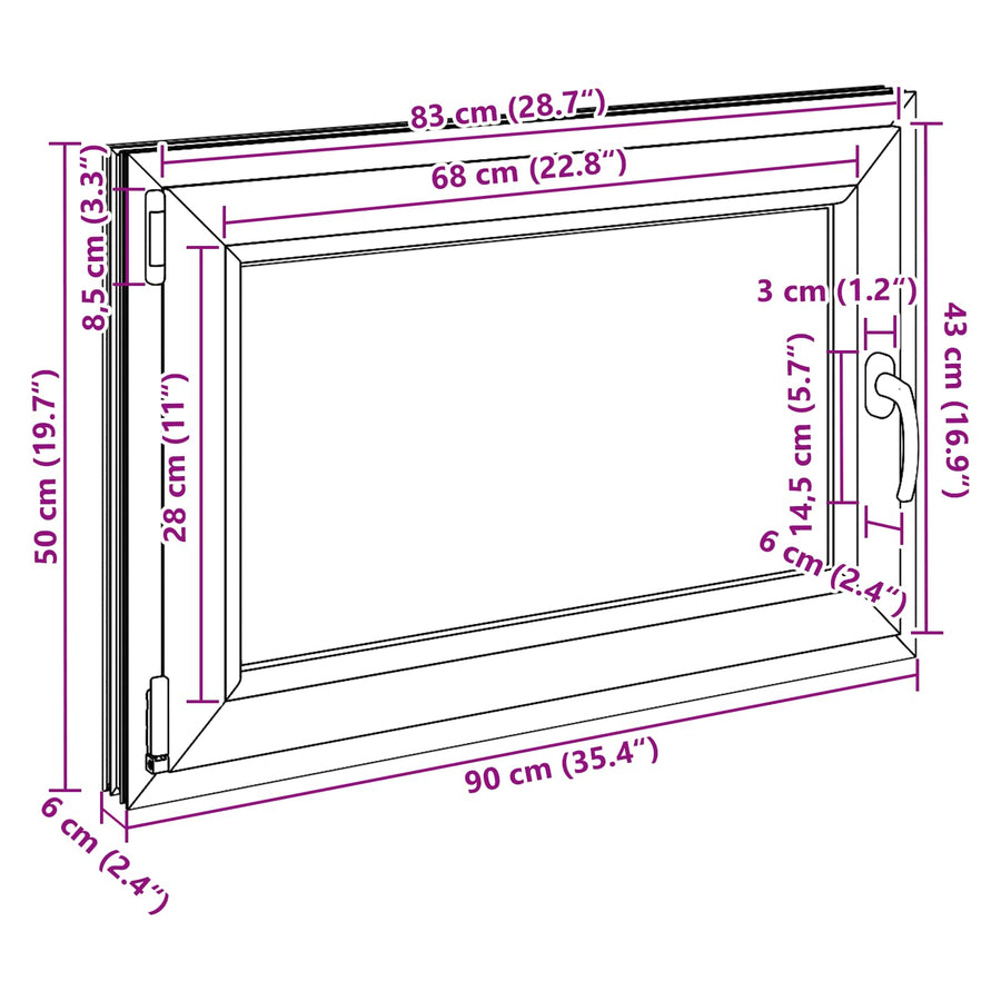 Kelderraam RISOR Wit 90 x 50 cm PVC en glas