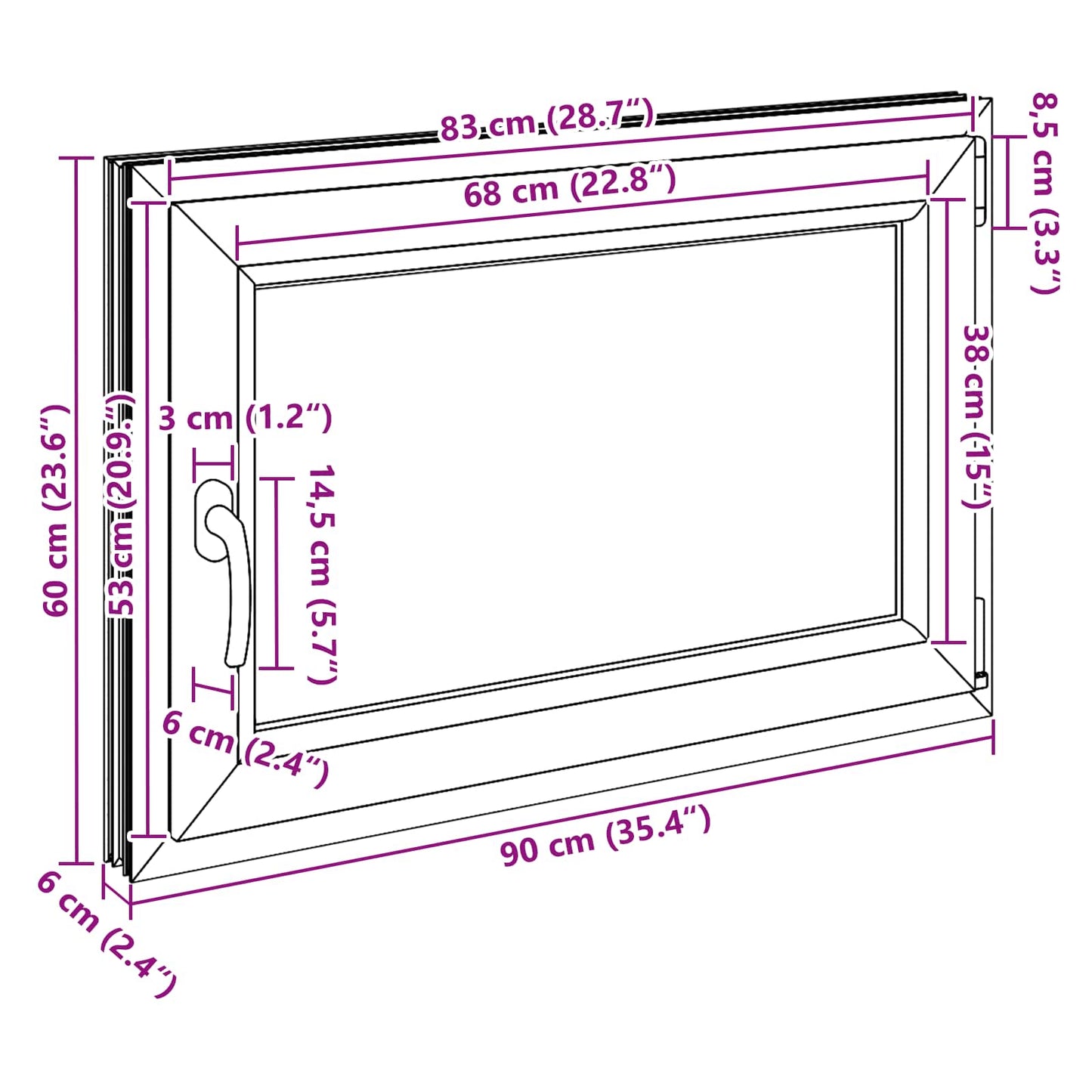 Kelderraam RISOR Wit 90 x 60 cm PVC en glas