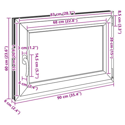 Kelderraam RISOR Wit 90 x 60 cm PVC en glas