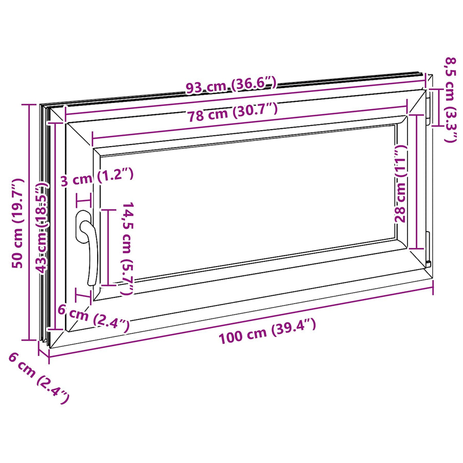 Kelderraam RISOR Wit 100 x 50 cm PVC en glas