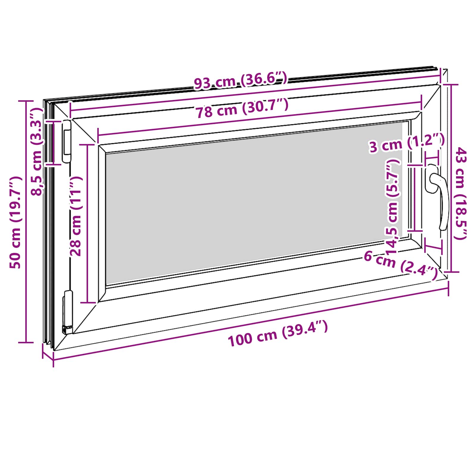 Kelderraam RISOR Wit 100 x 50 cm PVC en glas