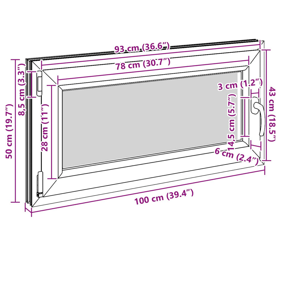 Kelderraam RISOR Wit 100 x 50 cm PVC en glas