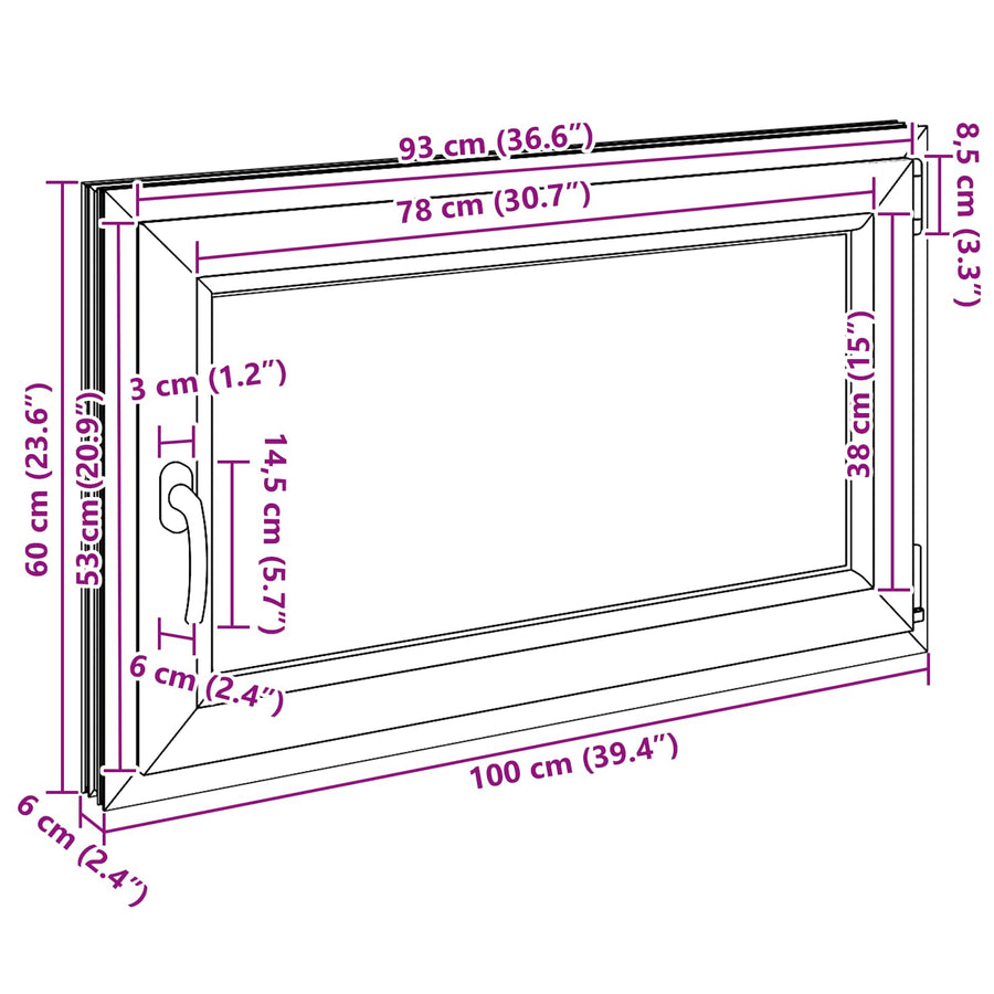 Kelderraam RISOR Wit 100 x 60 cm PVC en glas