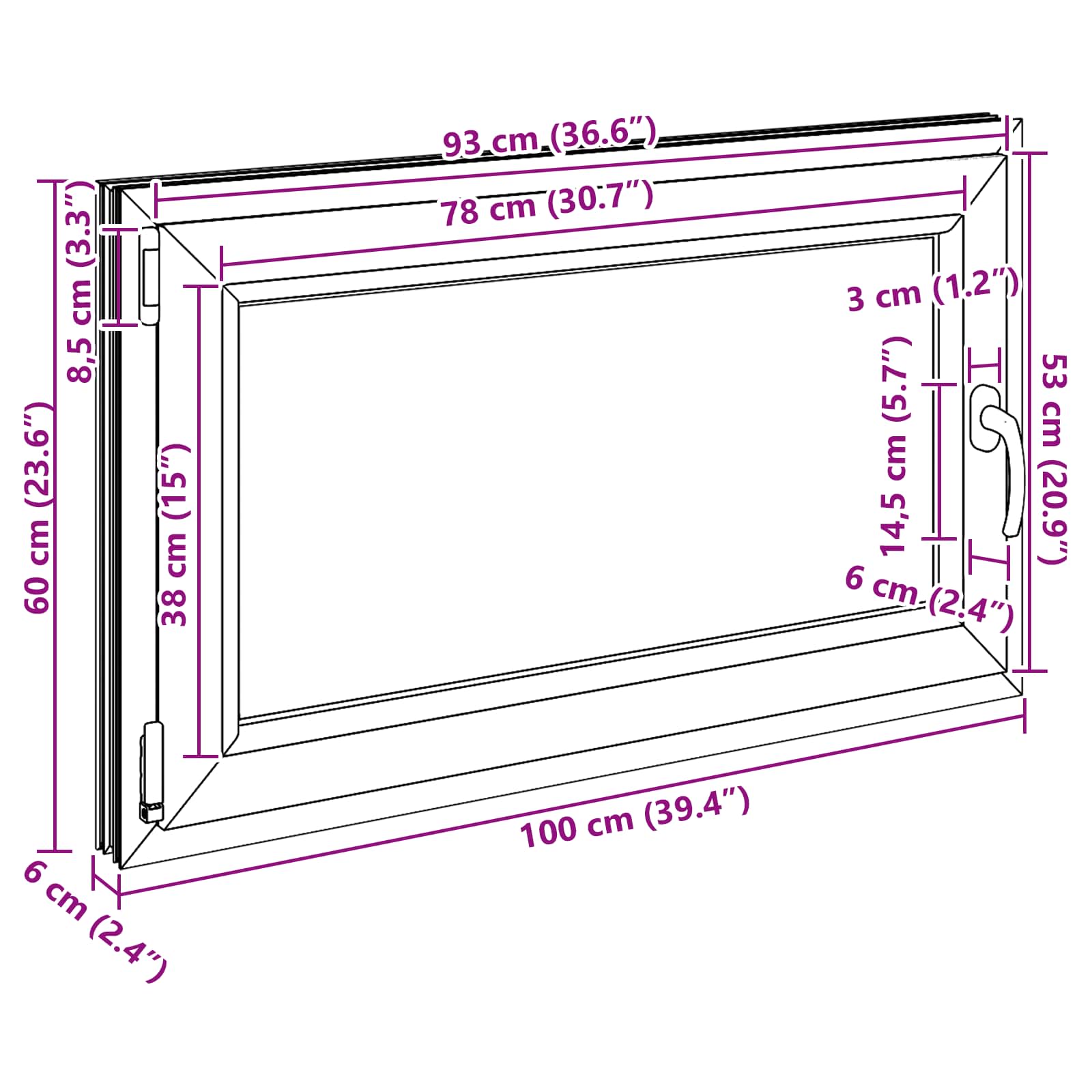 Kelderraam RISOR Wit 100 x 60 cm PVC en glas