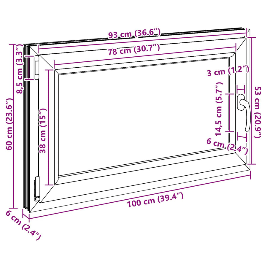 Kelderraam RISOR Wit 100 x 60 cm PVC en glas