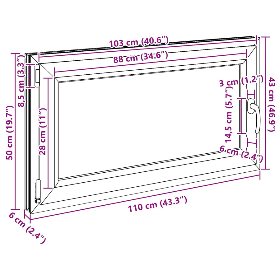 Kelderraam RISOR Wit 110 x 50 cm PVC en glas