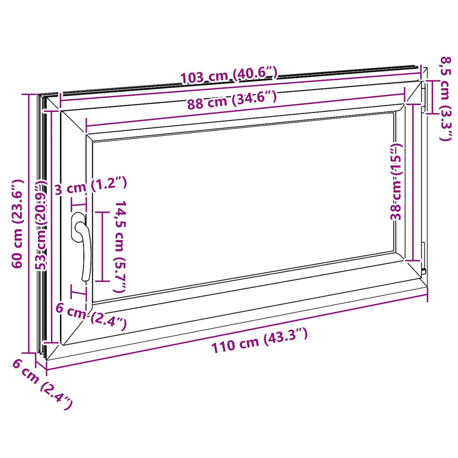 Kelderraam RISOR Wit 110 x 60 cm PVC en glas