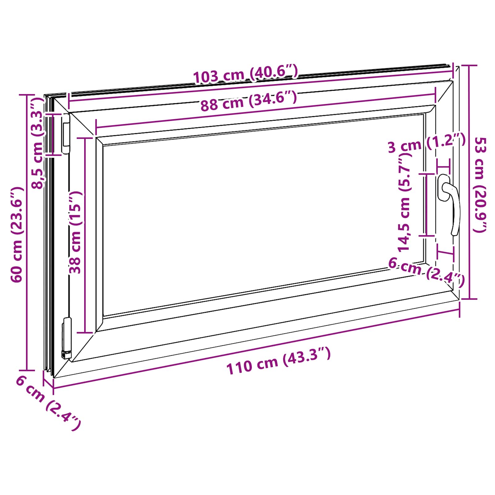 Kelderraam RISOR Wit 110 x 60 cm PVC en glas