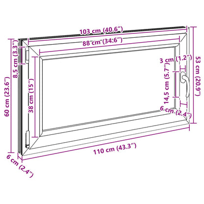 Kelderraam RISOR Wit 110 x 60 cm PVC en glas