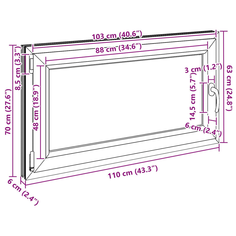 Kelderraam RISOR Wit 110 x 70 cm PVC en glas
