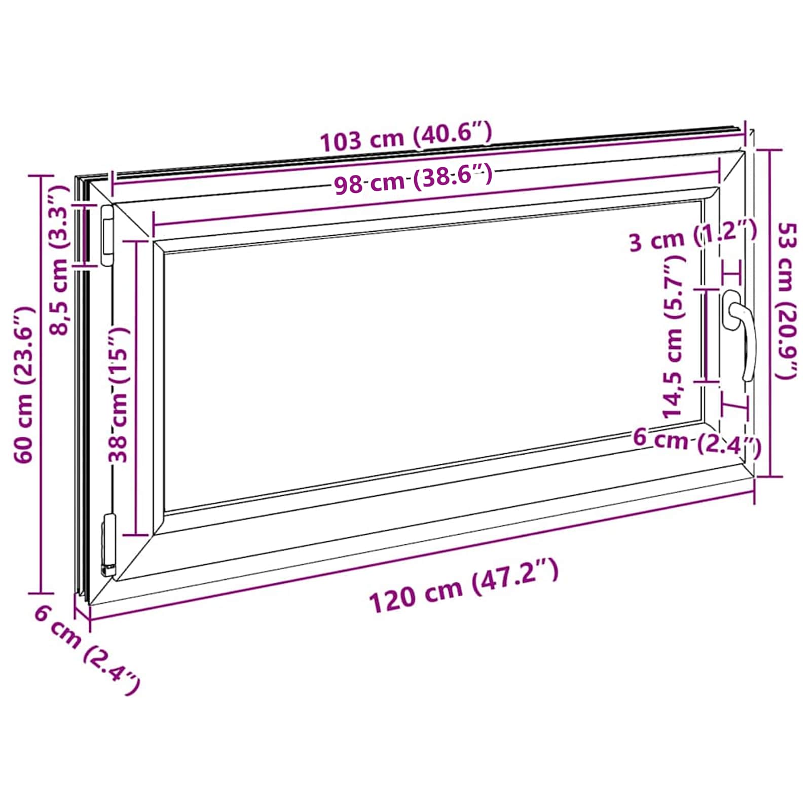 Kelderraam RISOR Wit 120 x 60 cm PVC en glas