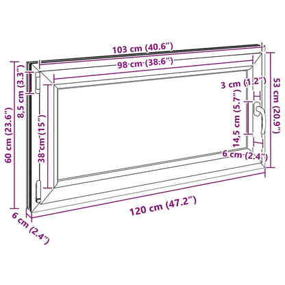 Kelderraam RISOR Wit 120 x 60 cm PVC en glas