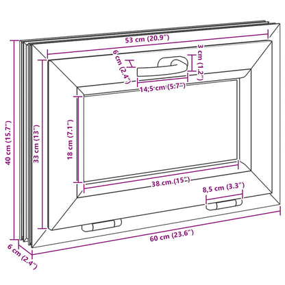 Kelderraam RISOR 60 x 40 cm PVC en glas Wit