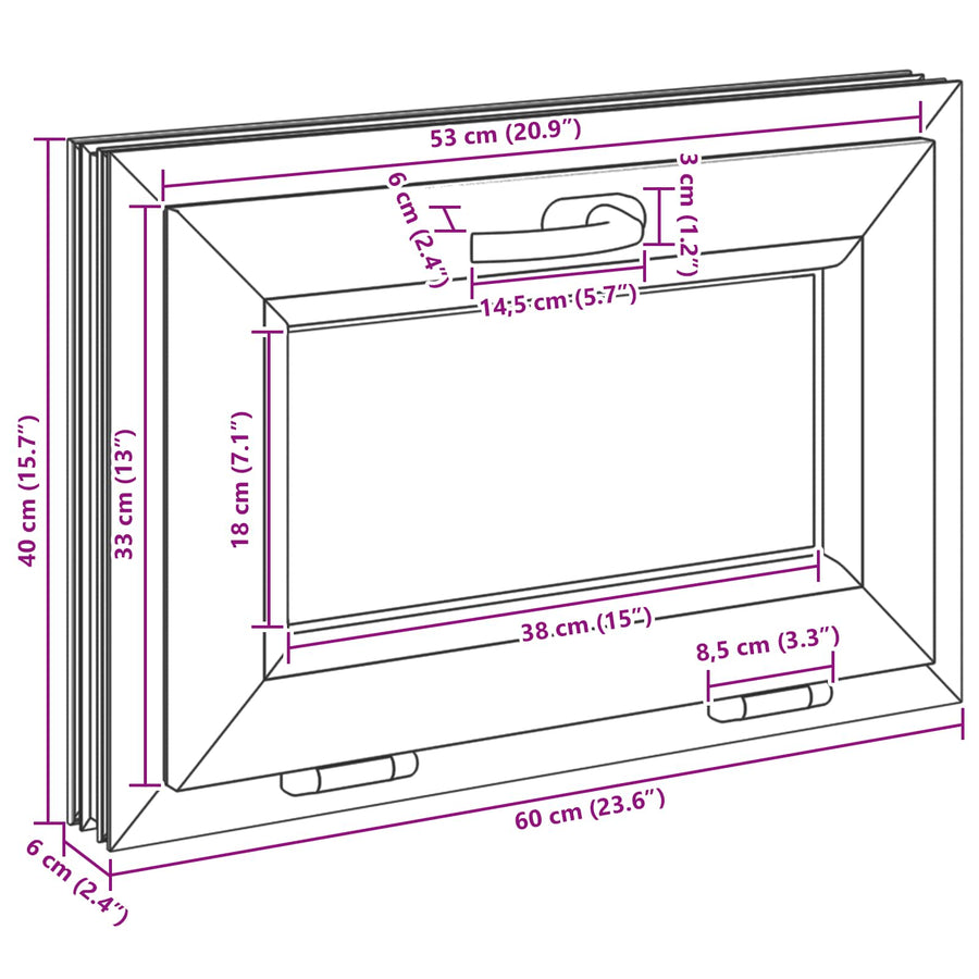 Kelderraam RISOR 60 x 40 cm PVC en glas Wit