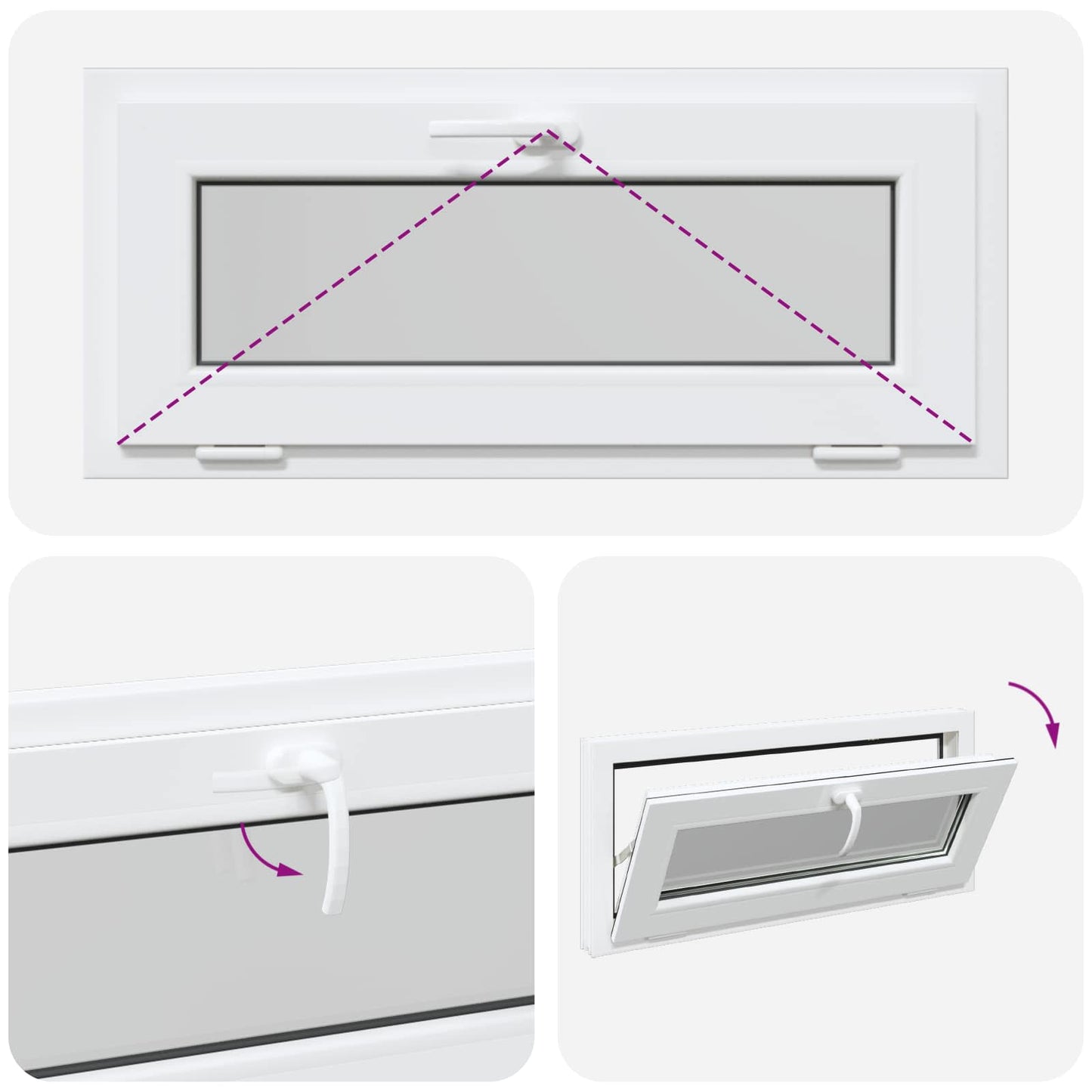 Kelderraam RISOR 90 x 40 cm PVC en glas Wit