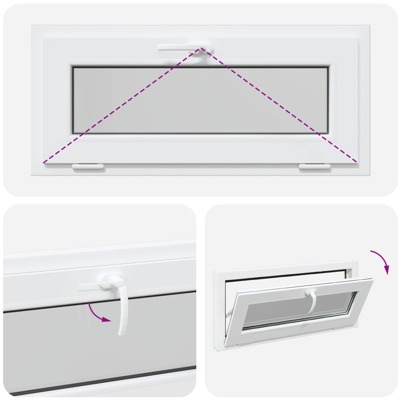 Kelderraam RISOR 90 x 40 cm PVC en glas Wit