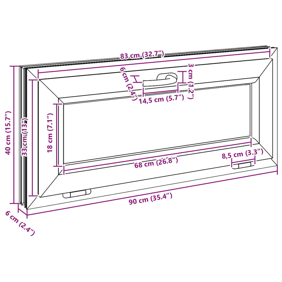 Kelderraam RISOR 90 x 40 cm PVC en glas Wit