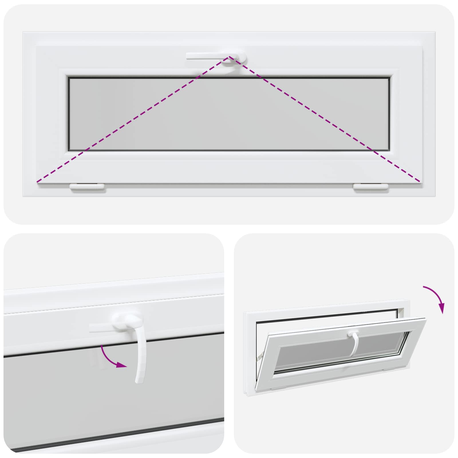 Kelderraam RISOR 100 x 40 cm PVC en glas Wit
